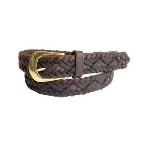 Brown Woven Leather Belt Vintage Braided Dress Casual Unisex Womens Mens 36
